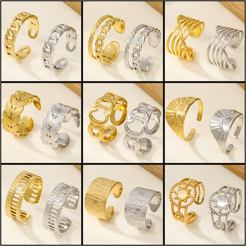 Titanium Steel Ring Style Open Hollow Non-Fading Women'S Ring Niche Jewelry Ring Stainless Steel Ring - Image 2